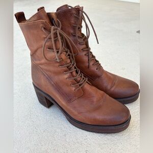 Franco Sarto Brown Leather Lace up Boots